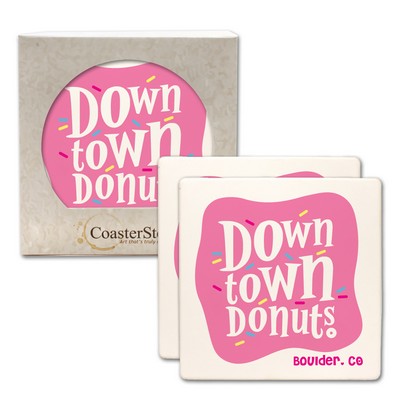 CoasterStone Square Absorbent Stone Coaster - 2 Pack (4")